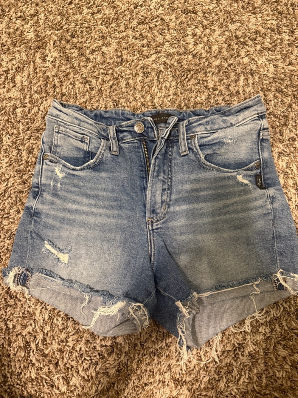 Silver Jeans Light Blue Distressed Denim Shorts